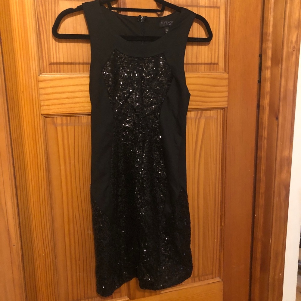 Topshop black bodycon sparkly dress